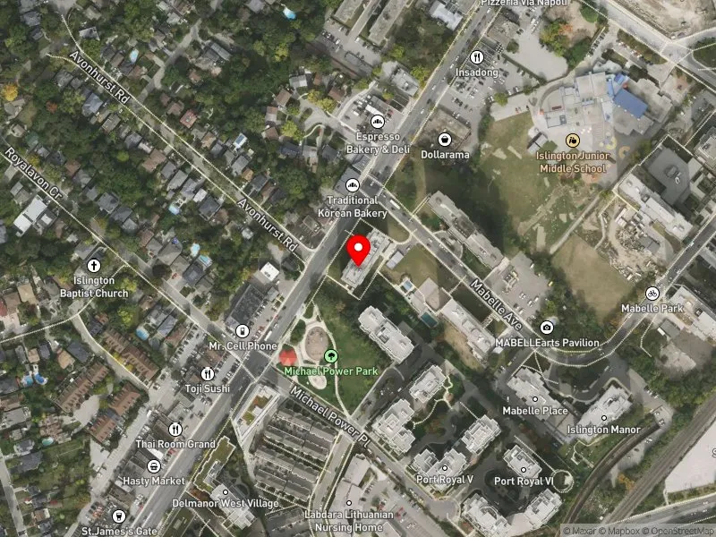 RentSafeTO apartment evaluation satellite view of 5005 DUNDAS ST W in Etobicoke-Lakeshore, Toronto