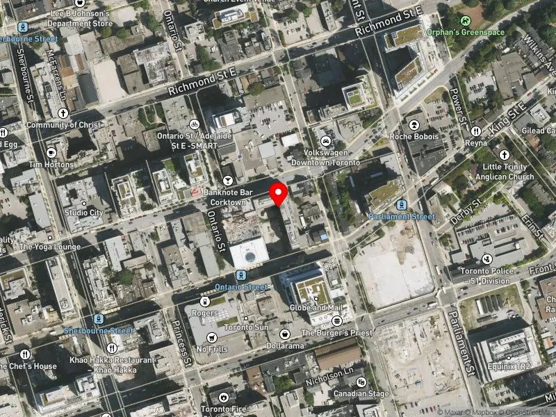 RentSafeTO apartment evaluation satellite view of 501 ADELAIDE ST E in Toronto Centre, Toronto