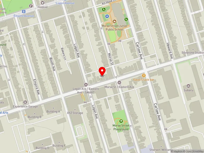 RentSafeTO apartment evaluation map view of 502 EASTERN AVE in Toronto-Danforth, Toronto