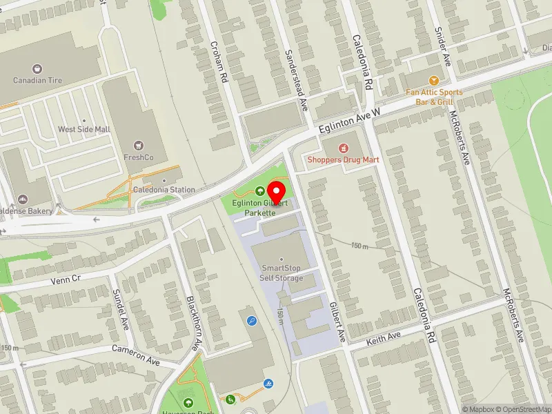 RentSafeTO apartment evaluation map view of 502 GILBERT AVE in Davenport, Toronto