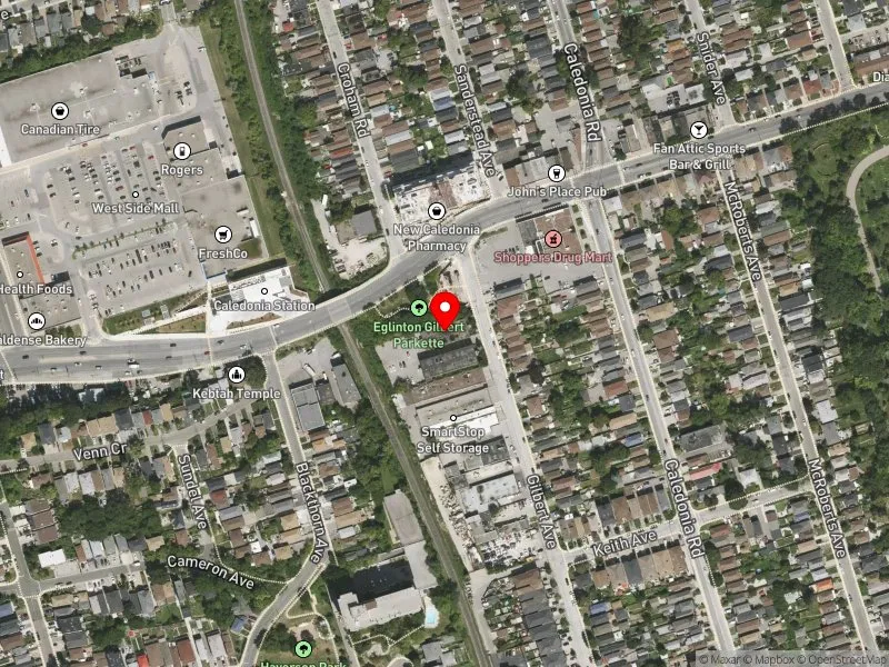 RentSafeTO apartment evaluation satellite view of 502 GILBERT AVE in Davenport, Toronto