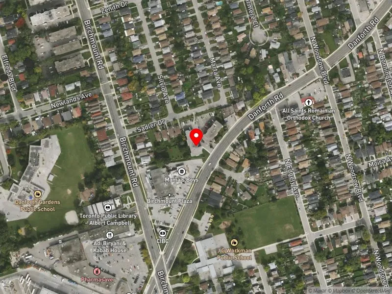 RentSafeTO apartment evaluation satellite view of 506 DANFORTH RD in Scarborough Southwest, Toronto