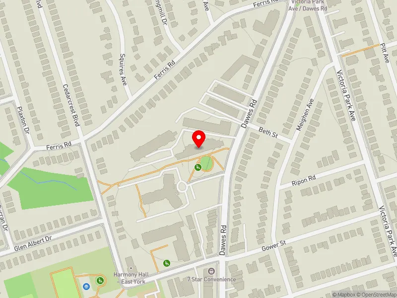 RentSafeTO apartment evaluation map view of 506 DAWES RD in Beaches-East York, Toronto