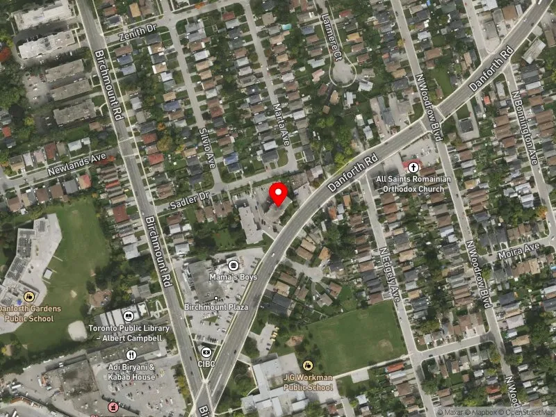 RentSafeTO apartment evaluation satellite view of 508 DANFORTH RD in Scarborough Southwest, Toronto