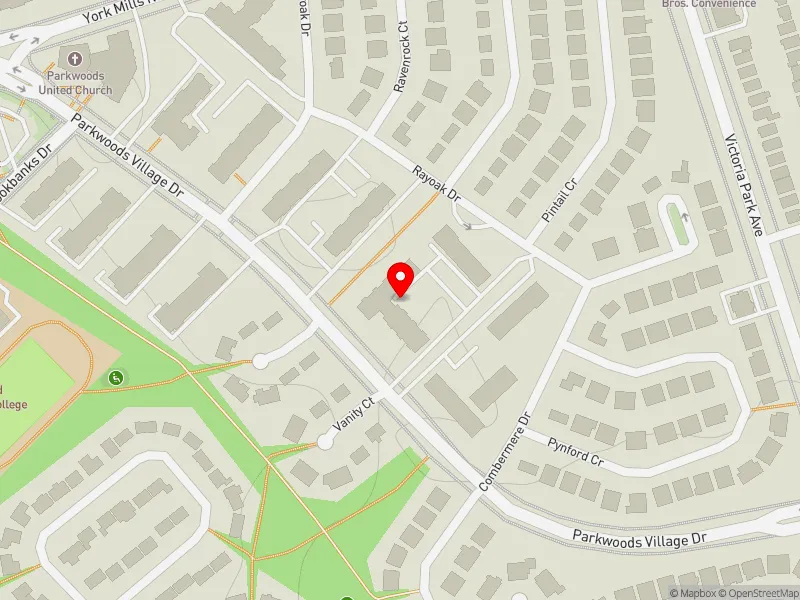 RentSafeTO apartment evaluation map view of 51 PARKWOODS VILLAGE DR in Don Valley East, Toronto