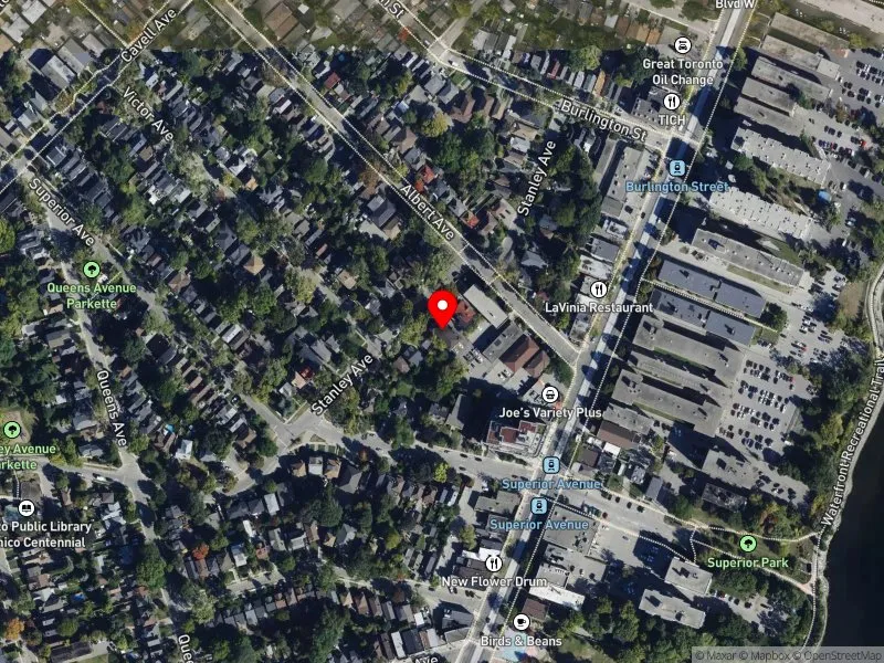 RentSafeTO apartment evaluation satellite view of 51 STANLEY AVE in Etobicoke-Lakeshore, Toronto