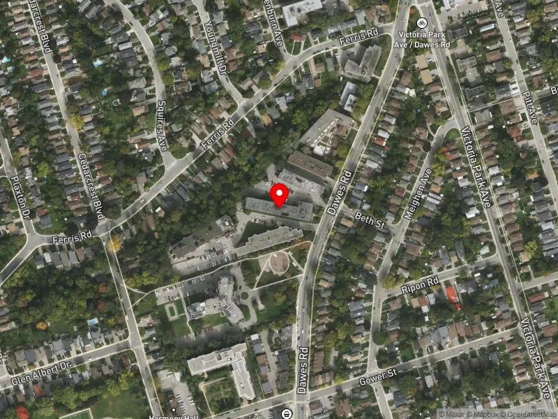 RentSafeTO apartment evaluation satellite view of 510 DAWES RD in Beaches-East York, Toronto