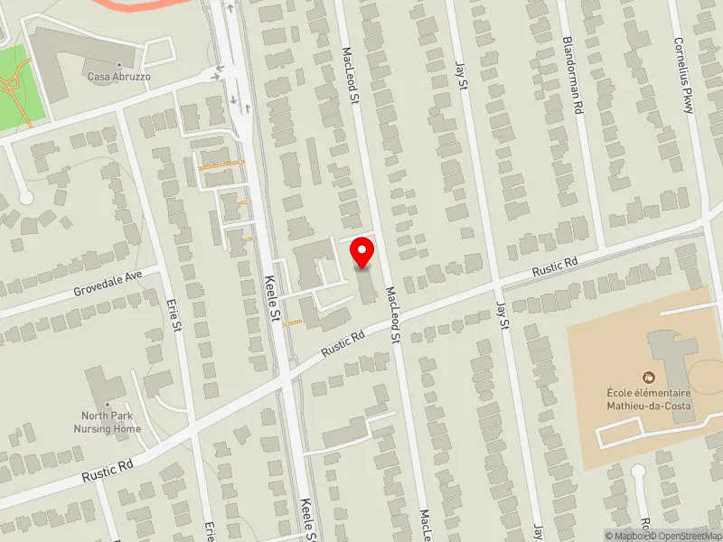 RentSafeTO apartment evaluation map view of 512 RUSTIC RD in York South-Weston, Toronto