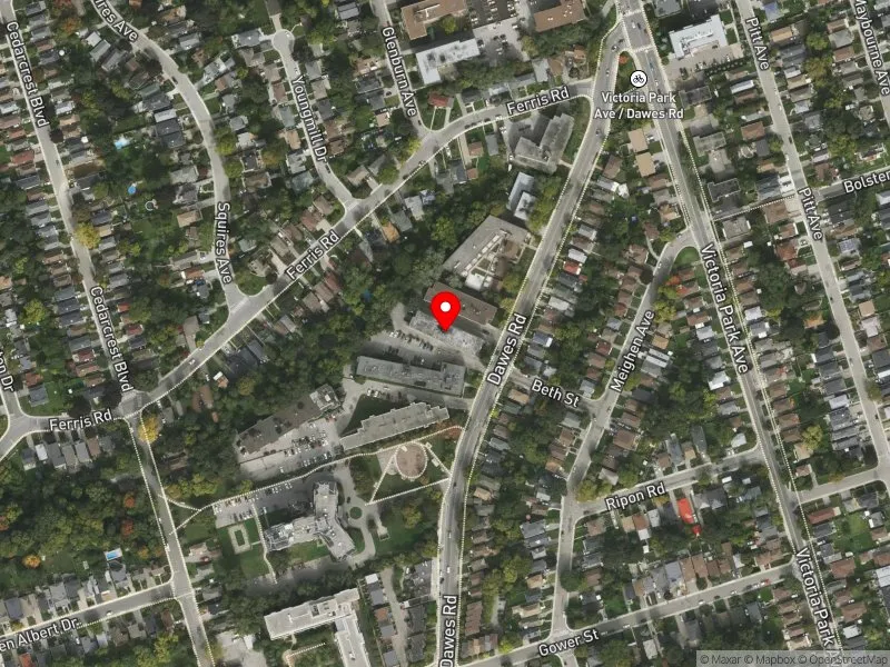 RentSafeTO apartment evaluation satellite view of 514 DAWES RD in Beaches-East York, Toronto