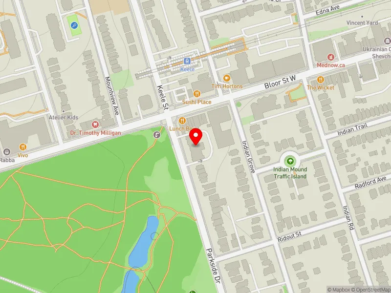 RentSafeTO apartment evaluation map view of 515 PARKSIDE DR in Parkdale-High Park, Toronto