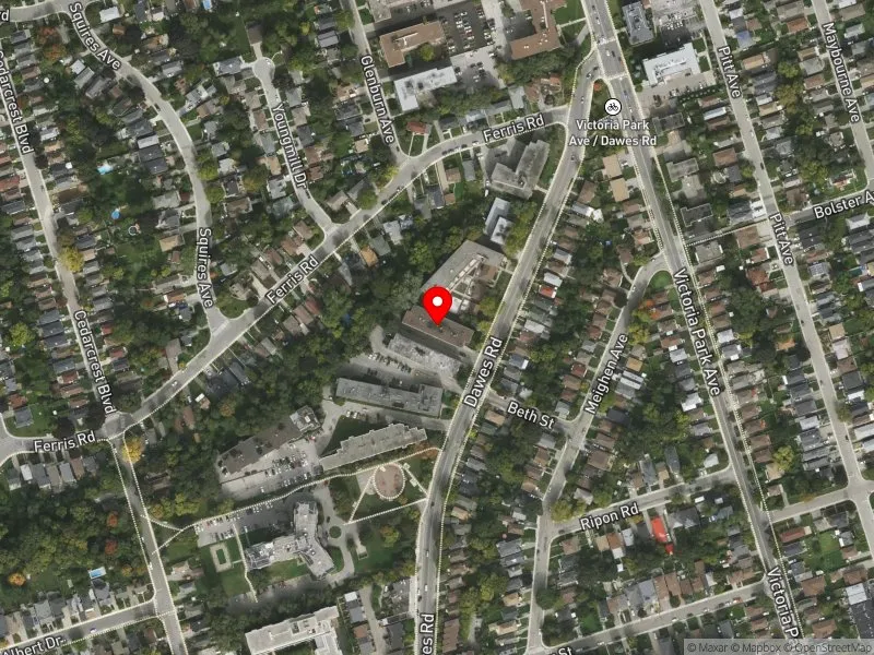 RentSafeTO apartment evaluation satellite view of 516 DAWES RD in Beaches-East York, Toronto