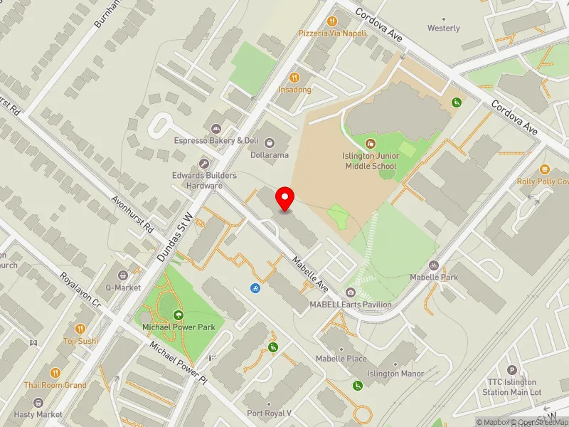 RentSafeTO apartment evaluation map view of 52 MABELLE AVE in Etobicoke-Lakeshore, Toronto