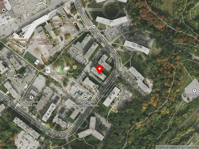 RentSafeTO apartment evaluation satellite view of 52 THORNCLIFFE PARK DR in Don Valley West, Toronto
