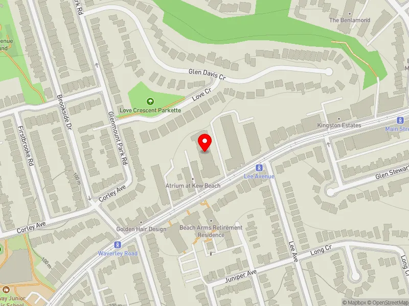 RentSafeTO apartment evaluation map view of 520 KINGSTON RD in Beaches-East York, Toronto