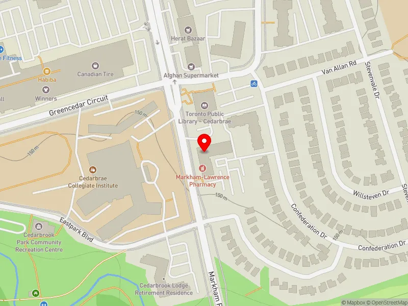 RentSafeTO apartment evaluation map view of 525 MARKHAM RD in Scarborough-Guildwood, Toronto