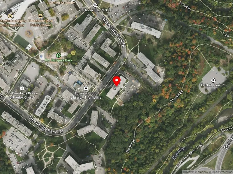 RentSafeTO apartment evaluation satellite view of 53 THORNCLIFFE PARK DR in Don Valley West, Toronto