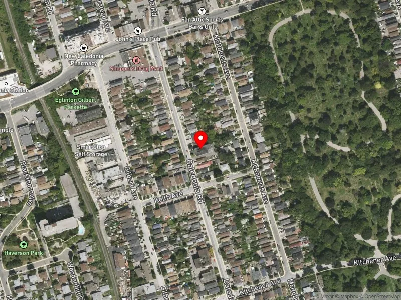 RentSafeTO apartment evaluation satellite view of 531 CALEDONIA RD in Davenport, Toronto