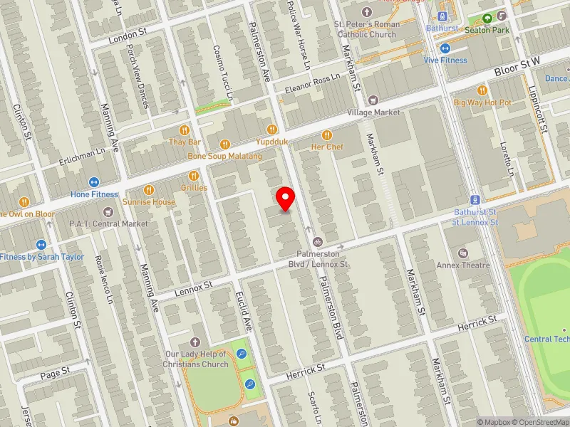 RentSafeTO apartment evaluation map view of 532 PALMERSTON BLVD in University-Rosedale, Toronto
