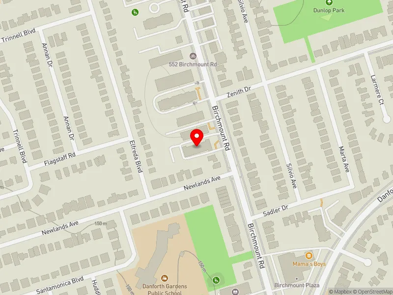 RentSafeTO apartment evaluation map view of 534 BIRCHMOUNT RD in Scarborough Southwest, Toronto