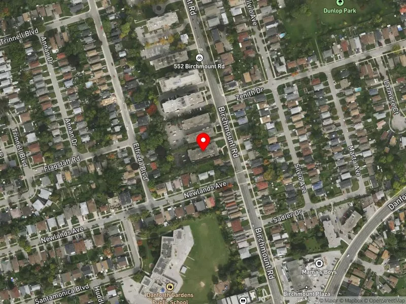 RentSafeTO apartment evaluation satellite view of 534 BIRCHMOUNT RD in Scarborough Southwest, Toronto