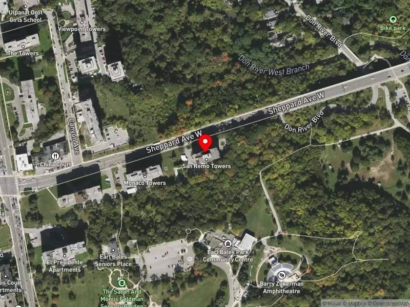 RentSafeTO apartment evaluation satellite view of 535 SHEPPARD AVE W in York Centre, Toronto