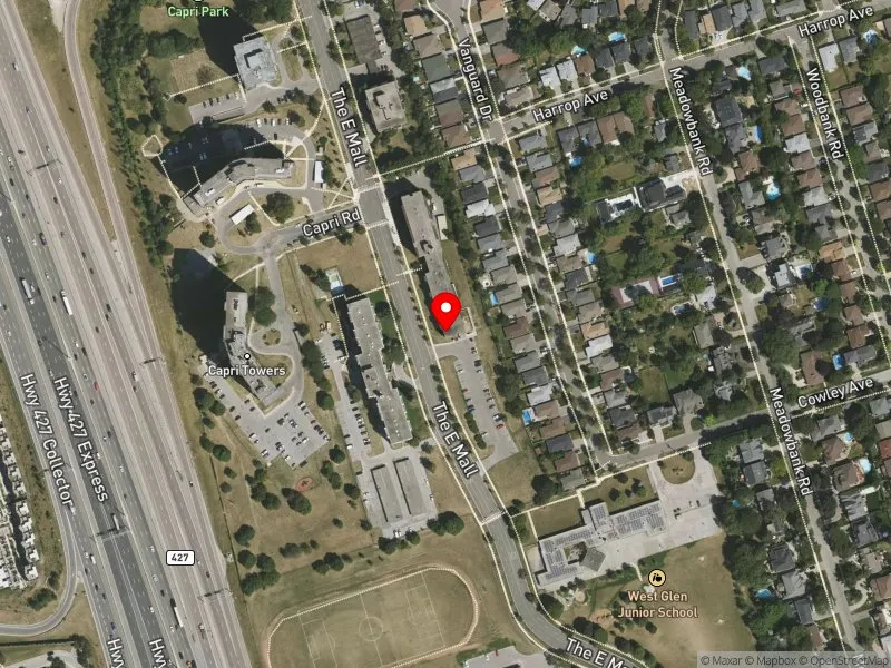 RentSafeTO apartment evaluation satellite view of 535 THE EAST MALL in Etobicoke Centre, Toronto