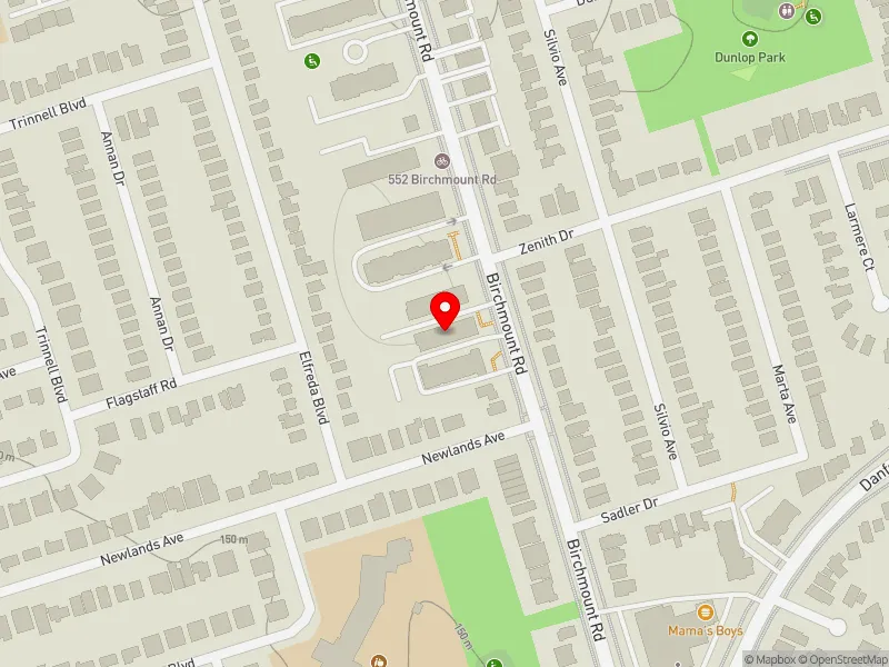 RentSafeTO apartment evaluation map view of 536 BIRCHMOUNT RD in Scarborough Southwest, Toronto