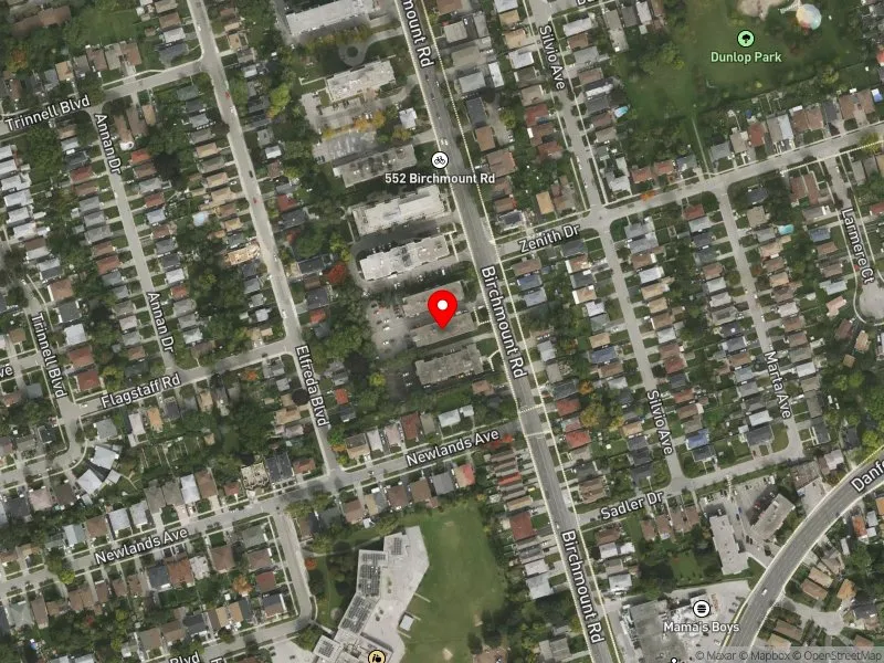 RentSafeTO apartment evaluation satellite view of 536 BIRCHMOUNT RD in Scarborough Southwest, Toronto