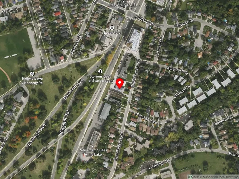 RentSafeTO apartment evaluation satellite view of 54 GLEN EVEREST RD in Scarborough Southwest, Toronto