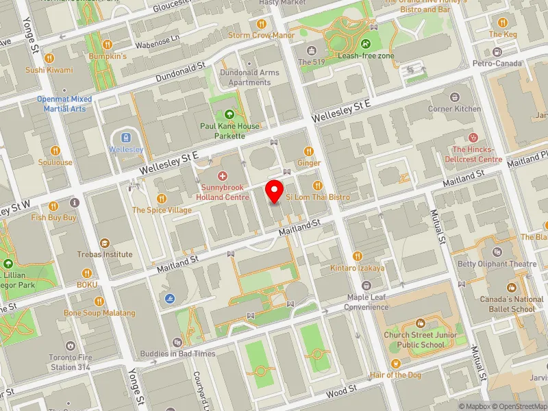 RentSafeTO apartment evaluation map view of 54 MAITLAND ST in Toronto Centre, Toronto