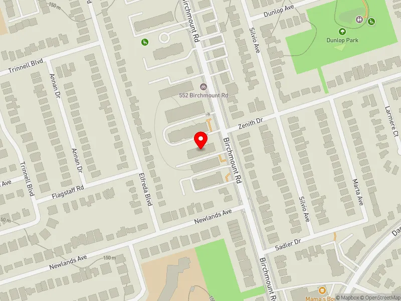 RentSafeTO apartment evaluation map view of 540 BIRCHMOUNT RD in Scarborough Southwest, Toronto