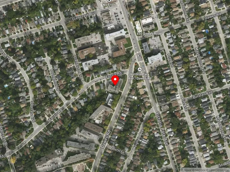 RentSafeTO apartment evaluation satellite view of 540 DAWES RD in Beaches-East York, Toronto