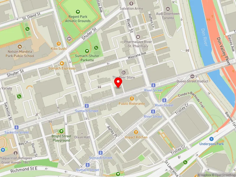 RentSafeTO apartment evaluation map view of 540 QUEEN ST E in Toronto Centre, Toronto