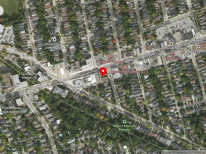 RentSafeTO apartment evaluation satellite view of 540 RUSSELL HILL RD in Toronto-St. Paul's, Toronto