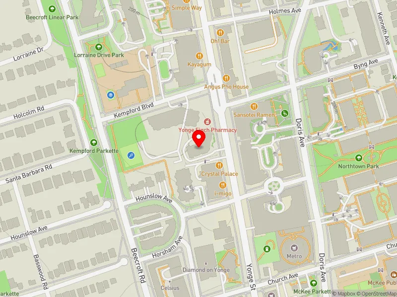 RentSafeTO apartment evaluation map view of 5430 YONGE ST in Willowdale, Toronto