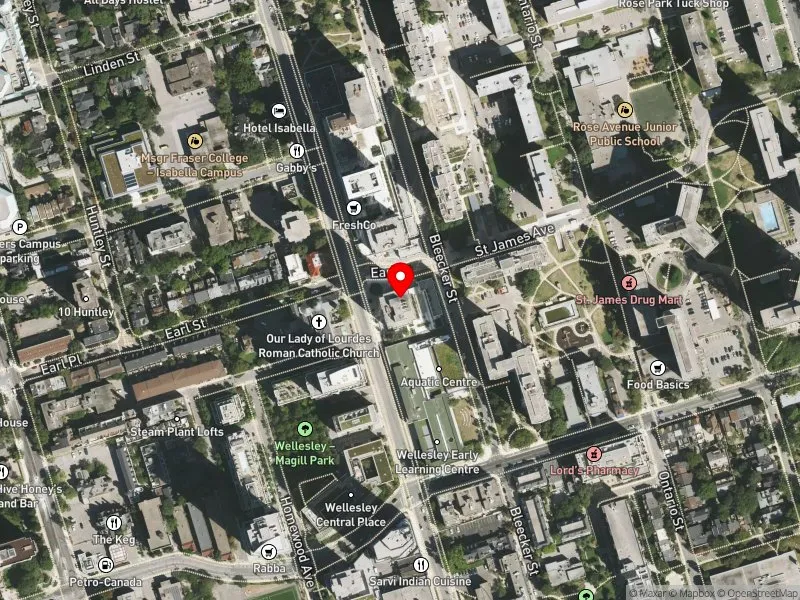 RentSafeTO apartment evaluation satellite view of 545 SHERBOURNE ST in Toronto Centre, Toronto