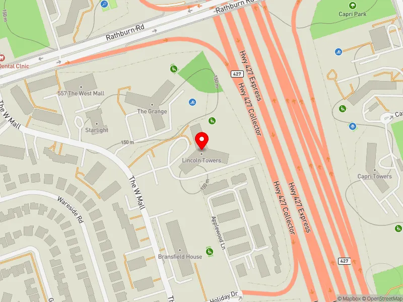 RentSafeTO apartment evaluation map view of 545 THE WEST MALL in Etobicoke Centre, Toronto