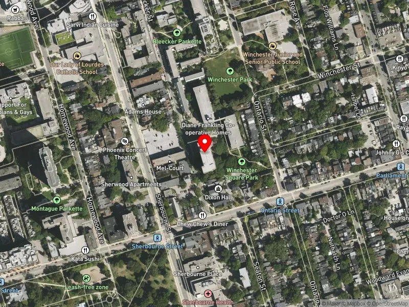 RentSafeTO apartment evaluation satellite view of 55 BLEECKER ST in Toronto Centre, Toronto