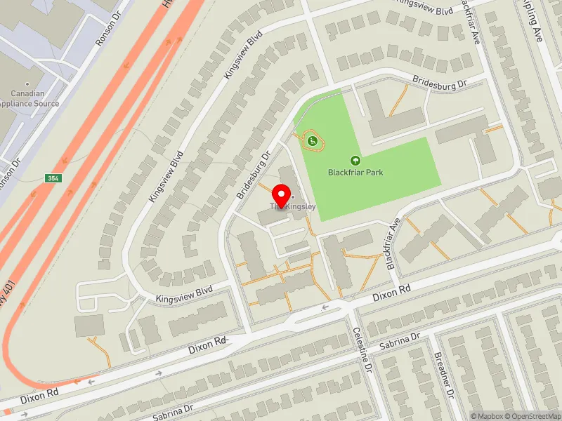 RentSafeTO apartment evaluation map view of 55 BRIDESBURG DR in Etobicoke North, Toronto