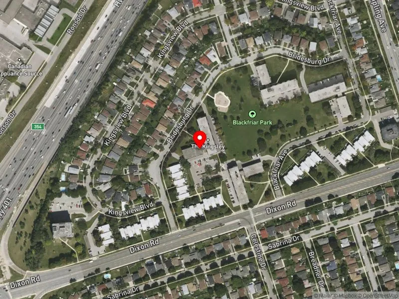 RentSafeTO apartment evaluation satellite view of 55 BRIDESBURG DR in Etobicoke North, Toronto