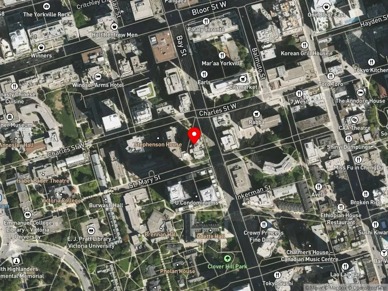 RentSafeTO apartment evaluation satellite view of 55 CHARLES ST W in University-Rosedale, Toronto
