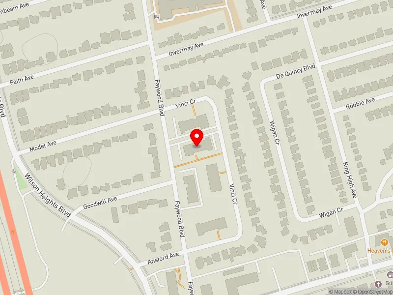 RentSafeTO apartment evaluation map view of 55 FAYWOOD BLVD in York Centre, Toronto