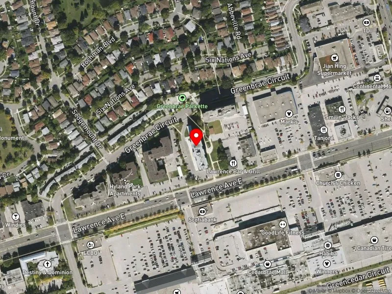 RentSafeTO apartment evaluation satellite view of 55 GREENBRAE CRCT in Scarborough-Guildwood, Toronto