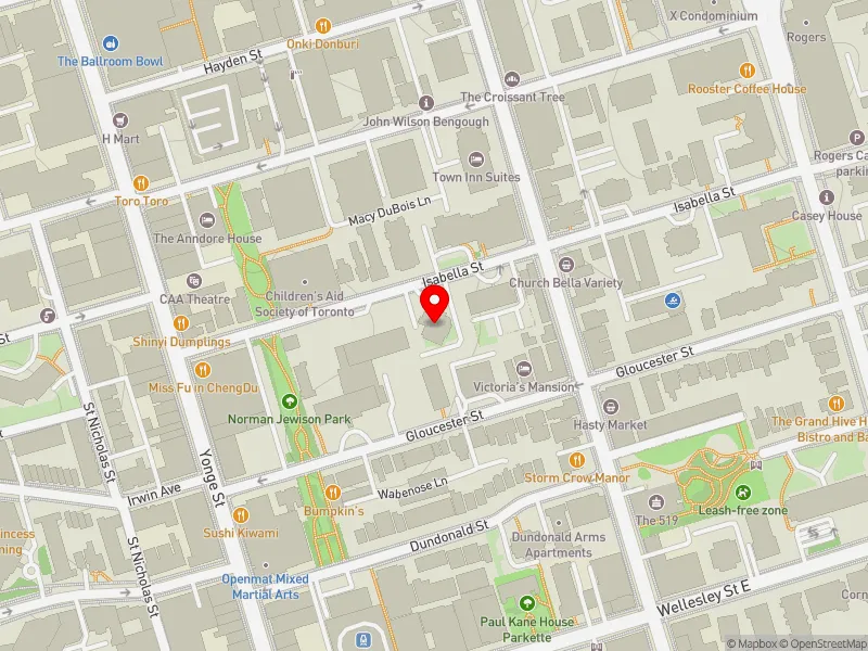 RentSafeTO apartment evaluation map view of 55 ISABELLA ST in Toronto Centre, Toronto