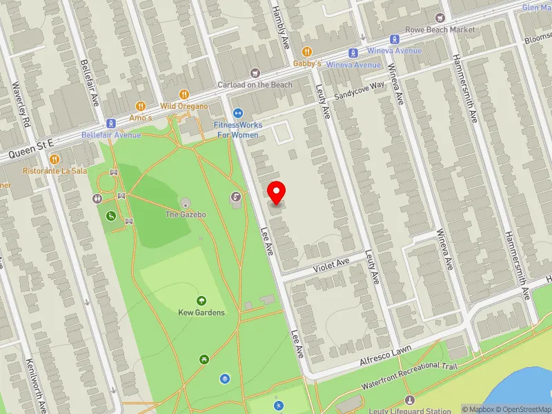 RentSafeTO apartment evaluation map view of 55 LEE AVE in Beaches-East York, Toronto