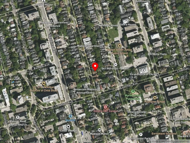 RentSafeTO apartment evaluation satellite view of 55 MADISON AVE in University-Rosedale, Toronto