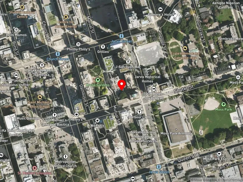 RentSafeTO apartment evaluation satellite view of 55 MUTUAL ST in Toronto Centre, Toronto