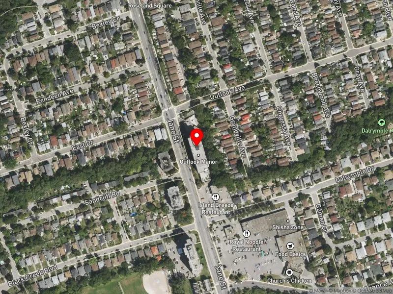 RentSafeTO apartment evaluation satellite view of 55 OUTLOOK AVE in York South-Weston, Toronto