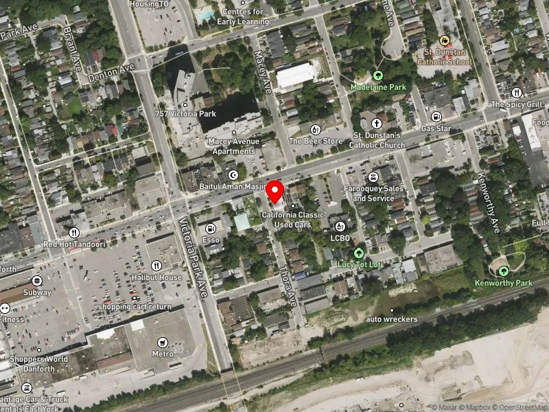 RentSafeTO apartment evaluation satellite view of 55 THORA AVE in Scarborough Southwest, Toronto