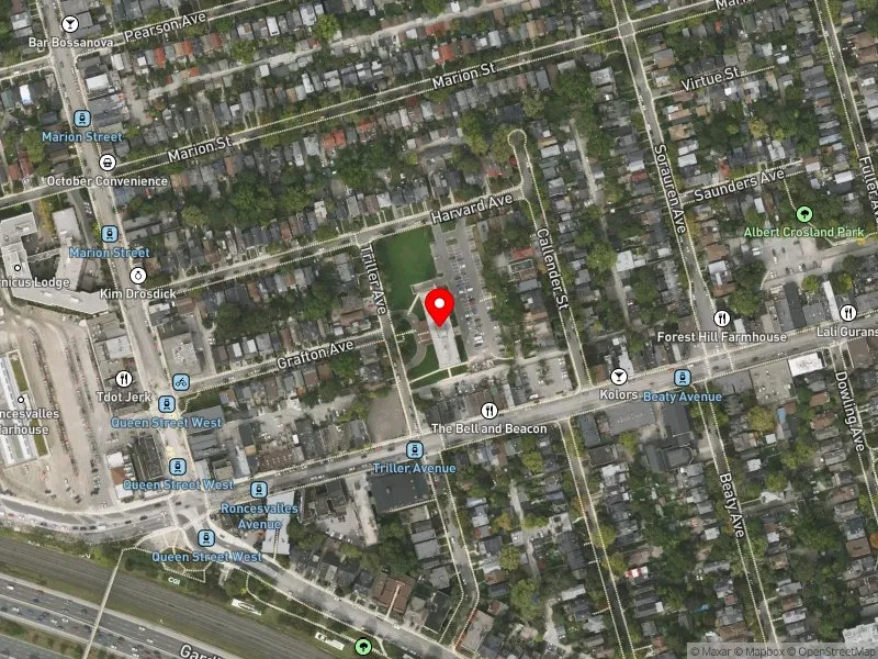 RentSafeTO apartment evaluation satellite view of 55 TRILLER AVE in Parkdale-High Park, Toronto